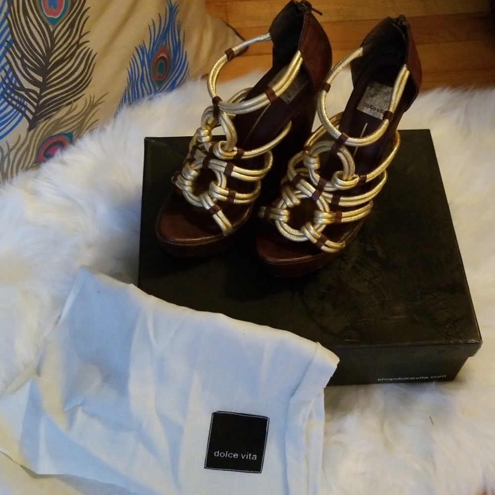 Dolce Vita North Sandals Gold Flash Leather, 7.5M
